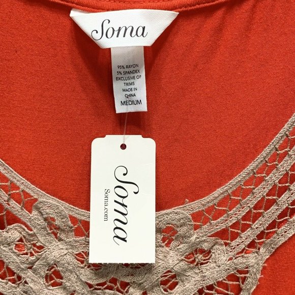 NWT Soma Dress Soutache Sleeveless Jersey Orange - Picture 5 of 10